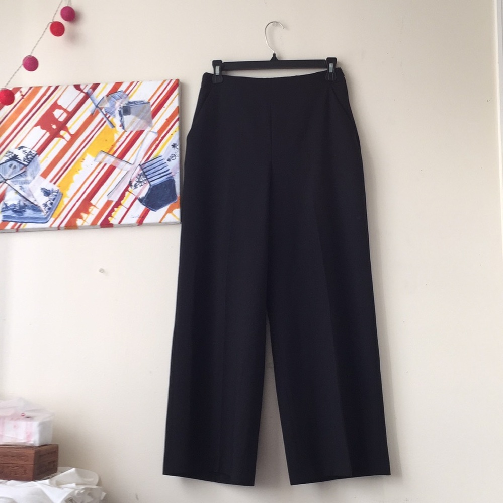 Black Work loose fit minimalist wide leg pants
